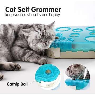 Migipaws Cat Toy,7-in-1 Automatic Interactive Kitten Toys Pack,Rolling Ball,Cat Feather Wand,Catnip Ball,Cat Self Grommer,Cardboard Cat House,Rechargeable,Paw Palace for Indoor Cats