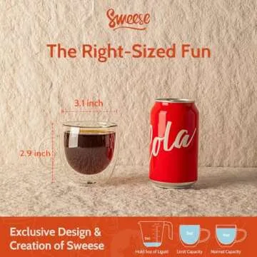 Sweese 5oz Double Wall Glass Espresso Cups Set of 4, Insulated Glass Coffee Cups with Handle Perfect...