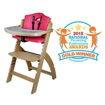 Abiie Beyond Junior Wooden High Chair with Tray. The Perfect Adjustable Baby Highchair Solution for ...