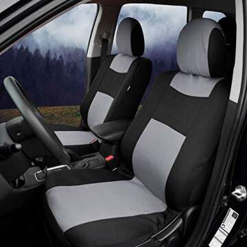 BDK Gray Combo Fresh Design Matching All Protective Seat Covers with Heavy Protection Auto Carpet Fl...
