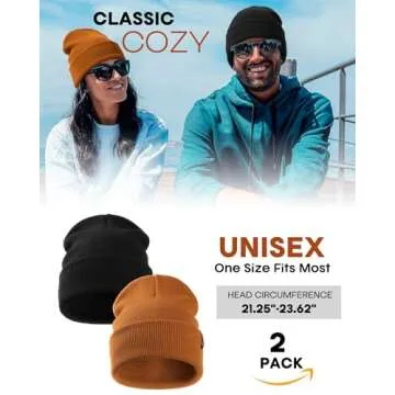 FURTALK Beanie Hat for Women Men Winter Hat Womens Cuffed Beanies Knit Skull Cap Warm Ski Hats (Dark Orange)