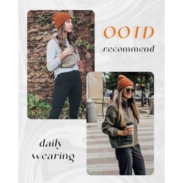 FURTALK Beanie Hat for Women Men Winter Hat Womens Cuffed Beanies Knit Skull Cap Warm Ski Hats (Dark Orange)