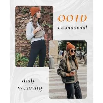 FURTALK Beanie Hat for Women Men Winter Hat Womens Cuffed Beanies Knit Skull Cap Warm Ski Hats (Dark Orange)