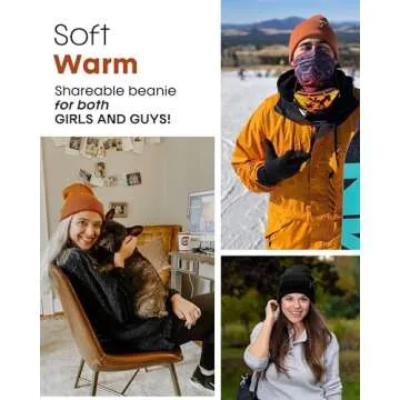 FURTALK Beanie Hat for Women Men Winter Hat Womens Cuffed Beanies Knit Skull Cap Warm Ski Hats (Dark Orange)