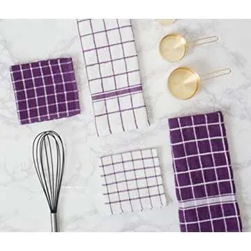 DII Terry Dish Towel Set - Eggplant - 4 Pack Essentials
