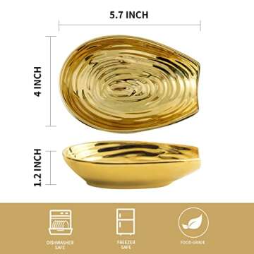 Hasense Spoon Rest for Stove Top, Ceramic Gold Spoon Holder for Stove Top and Kitchen Counter, Large...