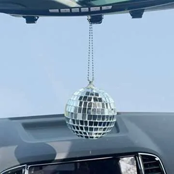 RANXIZY Bling Bling Car Mirror Hanging Disco Ornament Decoration for Car Cute Rearview Mirror Pendant Interior Accesories