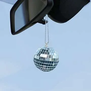 RANXIZY Bling Bling Car Mirror Hanging Disco Ornament Decoration for Car Cute Rearview Mirror Pendant Interior Accesories