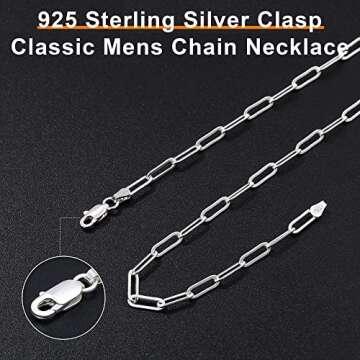 Paperclip Chain Necklace for Women 18 Inch Sterling Silver Necklace for Women 3mm Silver Paperclip Necklace Sterling Silver Chain Silver Chain Necklace for Women Sterling Silver Paperclip Necklace