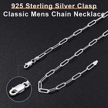 Paperclip Chain Necklace for Women 18 Inch Sterling Silver Necklace for Women 3mm Silver Paperclip Necklace Sterling Silver Chain Silver Chain Necklace for Women Sterling Silver Paperclip Necklace