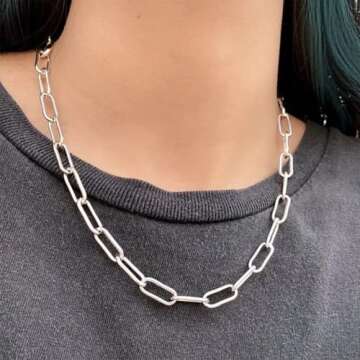 Paperclip Chain Necklace for Women 18 Inch Sterling Silver Necklace for Women 3mm Silver Paperclip Necklace Sterling Silver Chain Silver Chain Necklace for Women Sterling Silver Paperclip Necklace