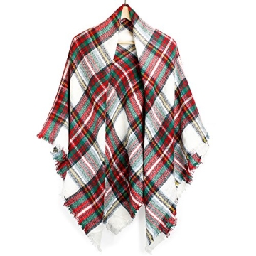 OCT17 Plaid Scarfs for Women Pashmina Tartan Wrap Large Warm Blanket Soft Shawl Checked Winter Fall ...
