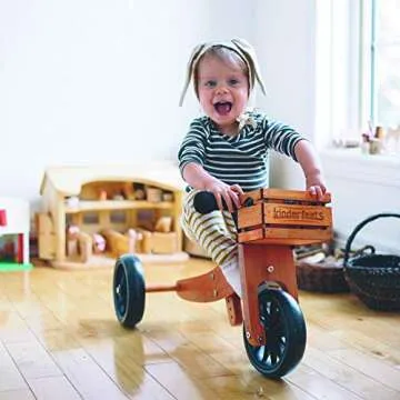 Kinderfeets TinyTot 2-in-1 Wooden Balance Bike and Tricycle - Easily Convert from Bike to Trike | Sustainable and Eco-Friendly | Adjustable Riding Balance Toy for Kids and Toddlers (Bamboo)