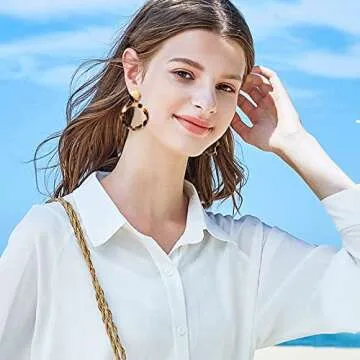 9 Pair Gold Earrings for Women Large Gold Disc Flower Woven Twisted Leaf Earring Statement Geometric Earrings Jewelry Christmas Gifts