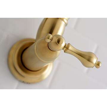 Kingston Brass KS3107AL Wall Mount Pot Filler Kitchen Faucet, Brushed Brass 20 x 2.63 x 8