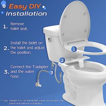 SAMODRA Ultra-Slim Bidet Attachment for Toilet - Dual Nozzle (Frontal & Rear Wash) Hygienic Bidets for Existing Toilets - Adjustable Water Pressure Fresh Water Toilet Bidet - Easy to Install