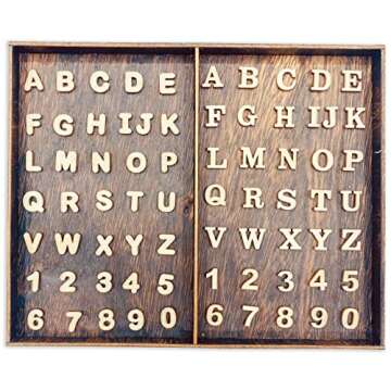 Cregugua 592 Pieces 1/2 Inch Mini Wooden Alphabet Letters and Unfinished Wood Numbers with Rustic Storage Tray for Scrapbooking DIY Crafts Homemade Gifts