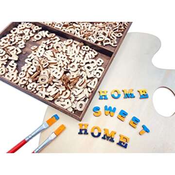 Cregugua 592 Pieces 1/2 Inch Mini Wooden Alphabet Letters and Unfinished Wood Numbers with Rustic Storage Tray for Scrapbooking DIY Crafts Homemade Gifts