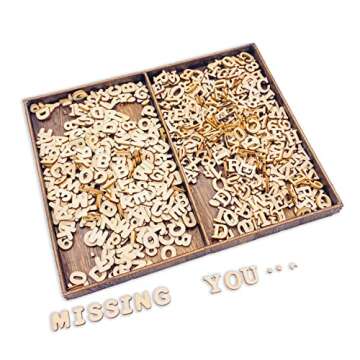 Cregugua 592 Pieces 1/2 Inch Mini Wooden Alphabet Letters and Unfinished Wood Numbers with Rustic Storage Tray for Scrapbooking DIY Crafts Homemade Gifts