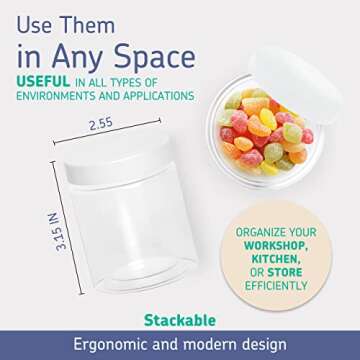 Plastic Containers with Water-Tight White Lids (6 oz, 24 Pack) - Clear Plastic Food Storage Jars with Labels and White Marker - Great for your slime kit or any type of storage - BPA Free