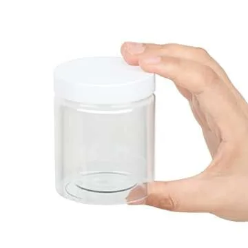 Plastic Containers with Water-Tight White Lids (6 oz, 24 Pack) - Clear Plastic Food Storage Jars with Labels and White Marker - Great for your slime kit or any type of storage - BPA Free