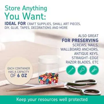 Plastic Containers with Water-Tight White Lids (6 oz, 24 Pack) - Clear Plastic Food Storage Jars with Labels and White Marker - Great for your slime kit or any type of storage - BPA Free