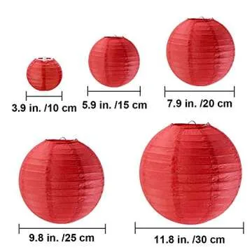 Supla 28 Pcs 5 Sizes Chinese New Year Decorative Red Paper Lanterns Hanging Chinese Japanese Lantern...