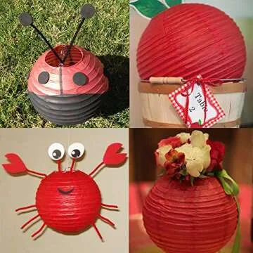 Supla 28 Pcs 5 Sizes Chinese New Year Decorative Red Paper Lanterns Hanging Chinese Japanese Lanterns Round Party Lanterns for Spring Festival Holiday Season Decorations