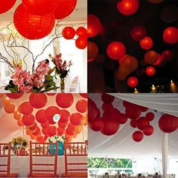 Supla 28 Pcs 5 Sizes Chinese New Year Decorative Red Paper Lanterns Hanging Chinese Japanese Lanterns Round Party Lanterns for Spring Festival Holiday Season Decorations