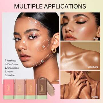 Tiejdhr Multi-Use Makeup Blush Stick, Beauty Tinted Solid Blush Stick,Facial Contouring Highlight & Brighten Face Stick, Waterproof Moisturizer Stick, Suitable for All Skin (1#Warm Glow)