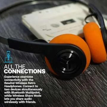 JLab Rewind 2 Wireless Retro Headphones with 20+ Hour Playtime