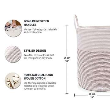 OrganiHaus 15x18 White Woven Basket – Stylish Home Storage Solutions