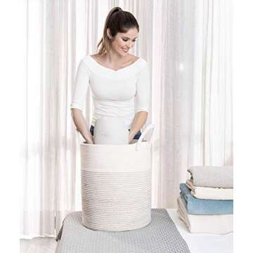 OrganiHaus White Woven Storage Basket 15x18