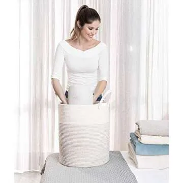 OrganiHaus White Woven Storage Basket 15x18