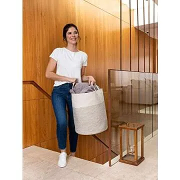 OrganiHaus White Woven Storage Basket 15x18