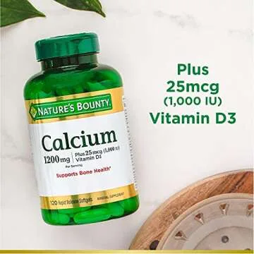 Nature's Bounty Calcium Plus 1000 IU Vitamin D3, Immune Support & Bone Health, Softgels, 120 Ct (2-Pack)