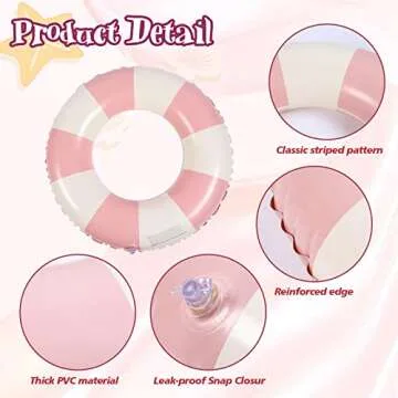 Wettarn 4 Pcs Pool Tubes with Fun Prints Inflatable Floats Swimming Toys Classic Striped Inner Tubes for Pool Bachelorette Pool Floaties for Summer Beach Party Decor Supplies (Stylish Style,Age 16)