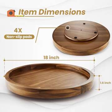 TIDITA 18" Acacia Wood Lazy Susan - Stylish Turntable for Charcuterie Boards and Kitchen Organizatio...
