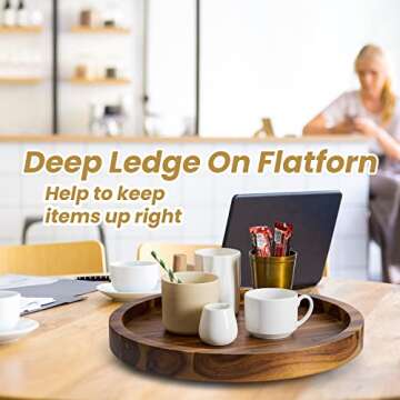 TIDITA 18" Acacia Wood Lazy Susan - Elegant Turntable Organizer