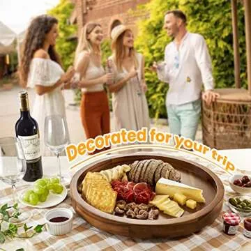 TIDITA 18" Acacia Wood Lazy Susan - Elegant Turntable Organizer