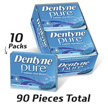 Dentyne Pure Mint with Herbal Accents Sugar Free Gum - 10 Packs of 9 Pieces (90 Total)
