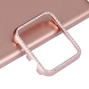 Coobes Compatible with Apple Watch Case 38mm 42mm, Metal Bumper Protective Cover Women Bling Diamond Crystal Rhinestone Shiny Compatible iWatch Series 3/2/1 (Diamond-5 Color Pack, 38mm)