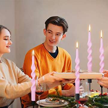 Spiral Taper Candles Pink Candlesticks,4pcs Cool Candle Sticks Long Tapered Candles Long Twirl Candl...