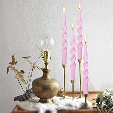 Spiral Taper Candles Pink Candlesticks,4pcs Cool Candle Sticks Long Tapered Candles Long Twirl Candle Tall Twisted Candles for Home Décor Weddings Holiday Gifts (1D4PC-PINK)