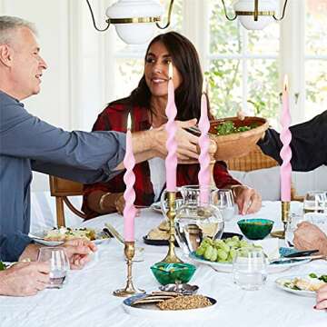 Spiral Taper Candles Pink Candlesticks,4pcs Cool Candle Sticks Long Tapered Candles Long Twirl Candle Tall Twisted Candles for Home Décor Weddings Holiday Gifts (1D4PC-PINK)