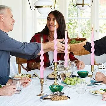 Spiral Taper Candles Pink Candlesticks,4pcs Cool Candle Sticks Long Tapered Candles Long Twirl Candle Tall Twisted Candles for Home Décor Weddings Holiday Gifts (1D4PC-PINK)