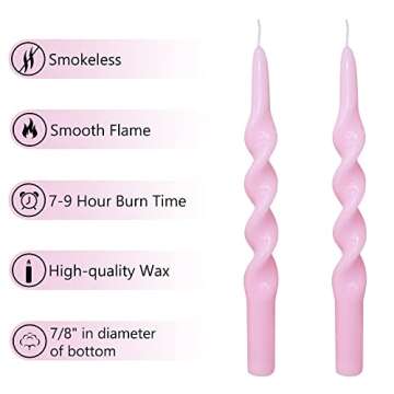 Spiral Taper Candles Pink Candlesticks,4pcs Cool Candle Sticks Long Tapered Candles Long Twirl Candle Tall Twisted Candles for Home Décor Weddings Holiday Gifts (1D4PC-PINK)