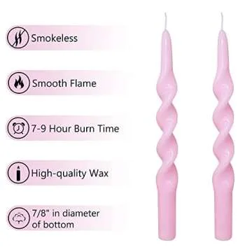 Spiral Taper Candles Pink Candlesticks,4pcs Cool Candle Sticks Long Tapered Candles Long Twirl Candle Tall Twisted Candles for Home Décor Weddings Holiday Gifts (1D4PC-PINK)