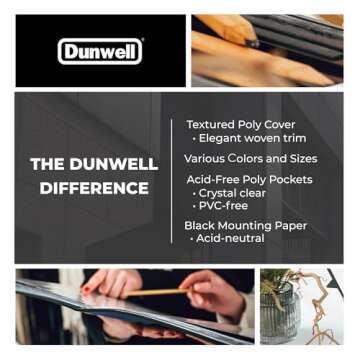 Dunwell Art Portfolio 9x12 Folder (Blue), Black Mounting Paper, Portfolio Binder for Artwork, 9 x 12 Art Folder, 24 Pockets Display 48 Pages, Acid-Free Poly Presentation Book