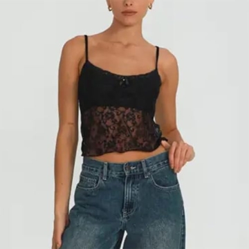 Y2k Lace Camisole Top Sexy Mesh See Through Tank Women